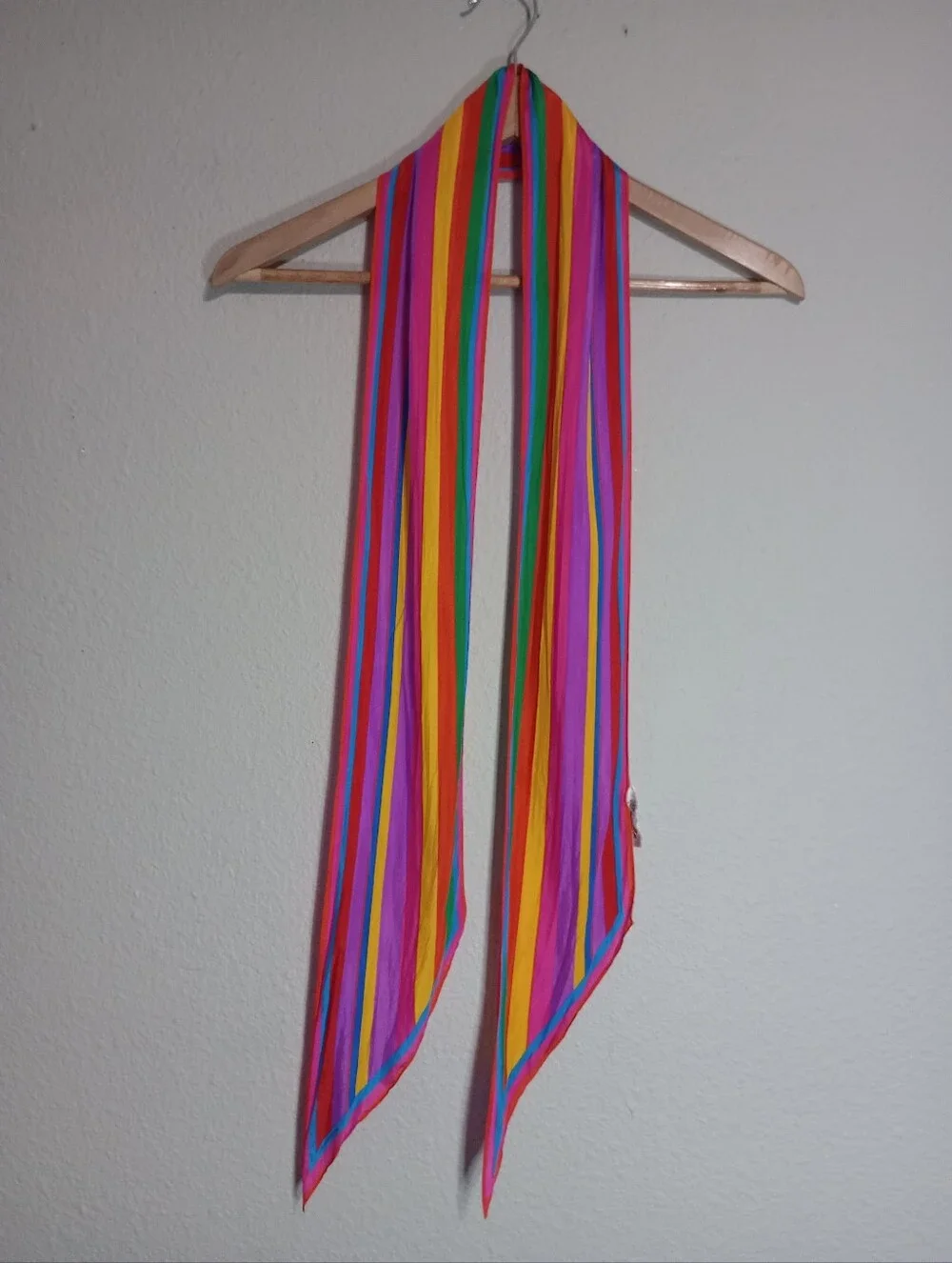 Vintage Liz Claiborne Rainbow Striped Silk Skinny Scarf